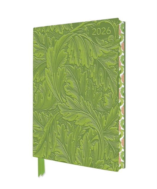 William Morris: Acanthus 2026 Artisan Art Vegan Leather Diary Planner - Page to View with Notes by Flame Tree Studio (PRE-ORDER)