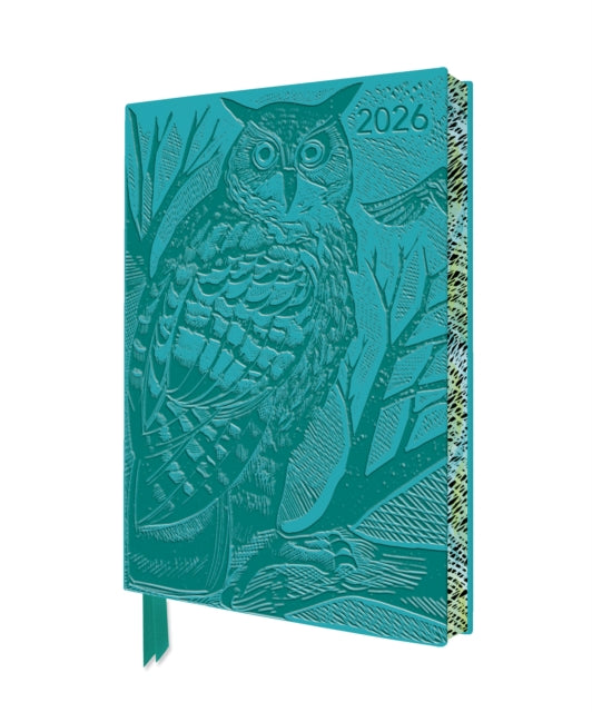 Angela Harding: Long Eared Owl 2026 Artisan Art Vegan Leather Diary Planner - Page to View with Notes (PRE-ORDER)