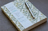Block Printed Ruled Notebook (A5) - Floral Lattice Buttercream