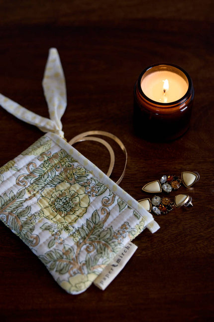 Organic Cotton Zipped Pouch Set 2pk - Floral Buttercream