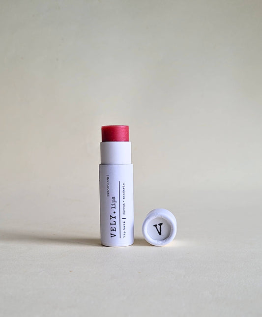 Natural Vegan Tinted Lip Balm "French Pink" With Carrot Oil