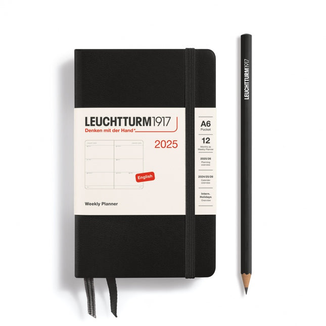 Leuchtturm1917 A6 Pocket Hardcover Weekly Planner 2025 Black