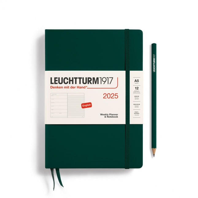 Leuchtturm1917 A5 Hardcover Weekly Planner & Notebook 2025 Forest Green