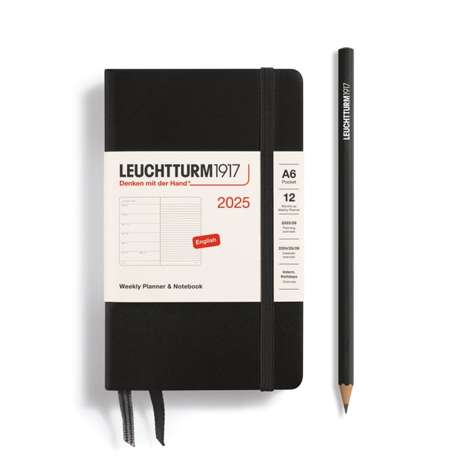 Leuchtturm1917 A6 Pocket Hardcover Weekly Planner & Notebook 2025 Black