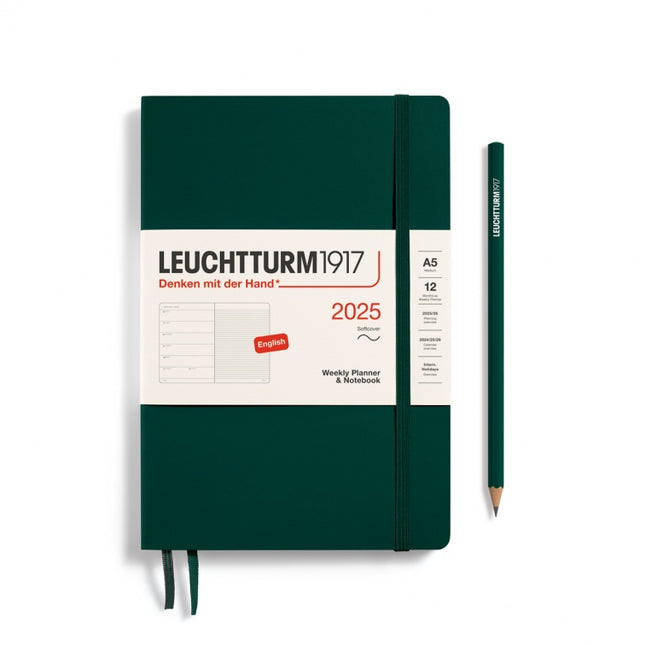 Leuchtturm1917 A5 Softcover Weekly Planner & Notebook 2025 Forest Green
