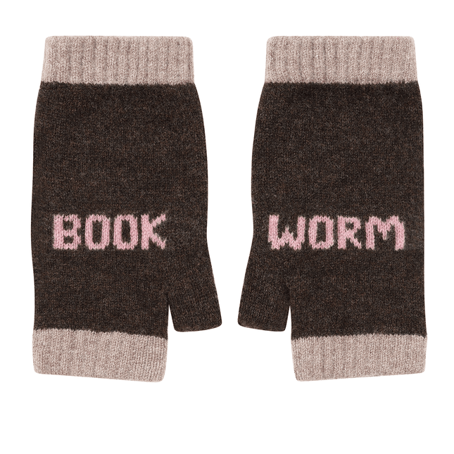 Book Worm Mittens in Cocoa with Calamine
