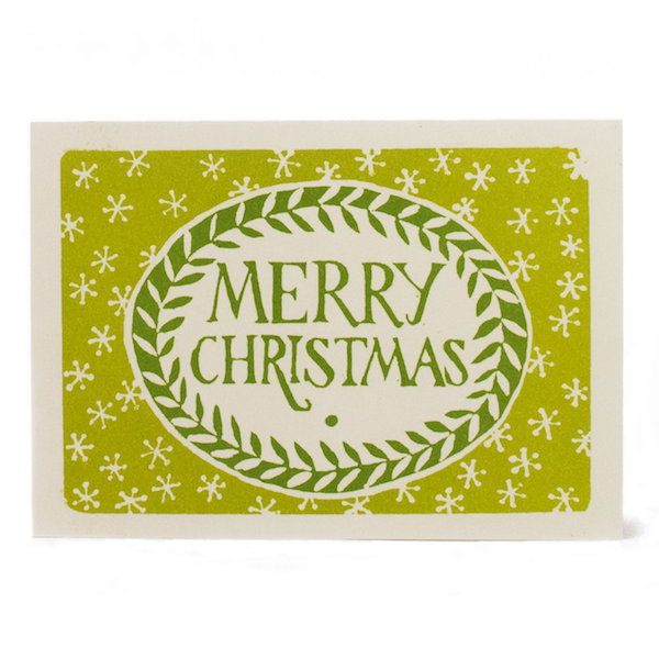 Cambridge Imprint - Pack of Ten Cards Merry Christmas Sap and Green