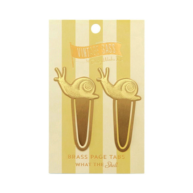 Designworks Ink Vintage Sass Brass Page Tabs-What The Shell