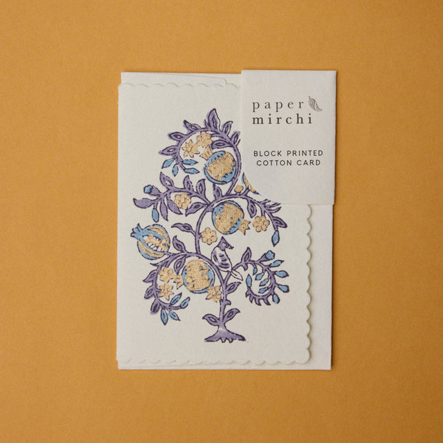 Hand Block Printed Greeting Card - GC Anaar Lavender
