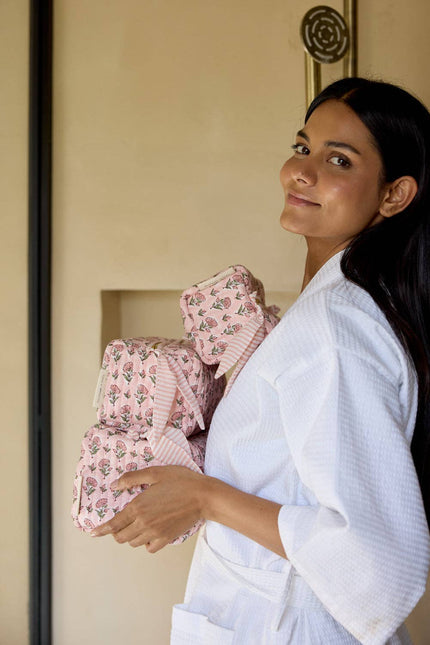 Organic Cotton Toiletry Bag (Small) - Ditsy Floral Blush