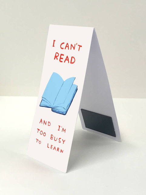 I Can't Read Bookmark by David Shrigley