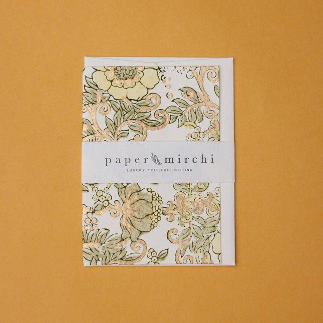 Hand Block Printed Greeting Card - GC Wild Rose Buttercream