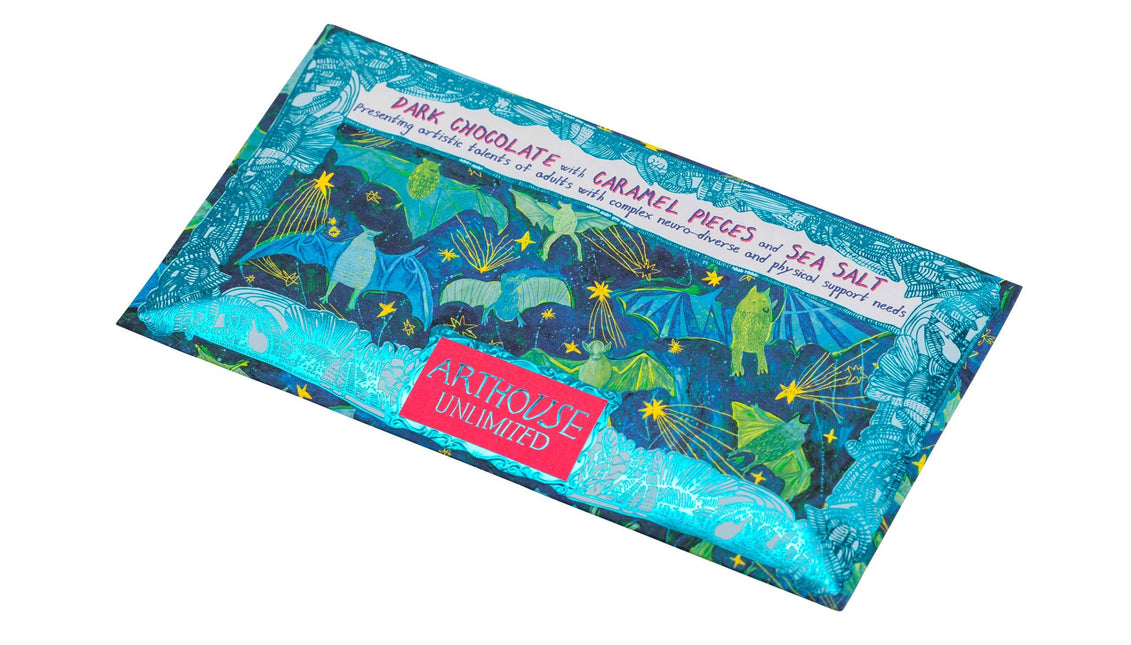 Bat Mates, Dark Chocolate Bar with Caramel & Sea Salt