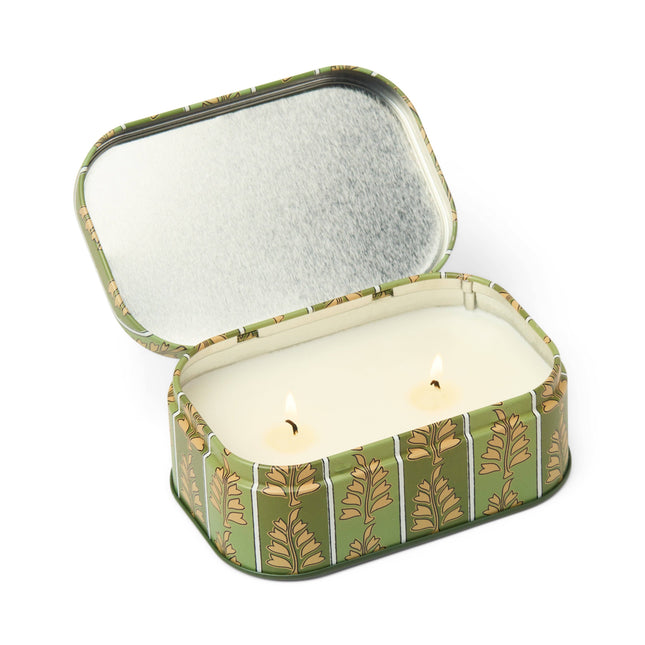 Printed Tin Candle - Green & Khaki - Smoked Pistachio