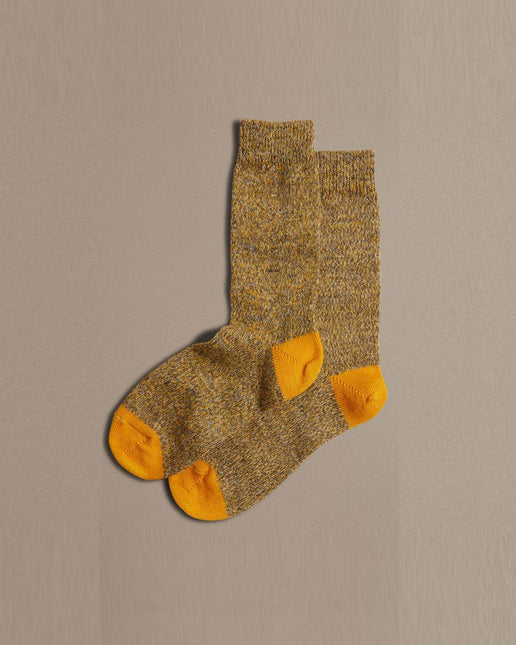 Fine Merino Wool Socks | Dark Yellow Marl