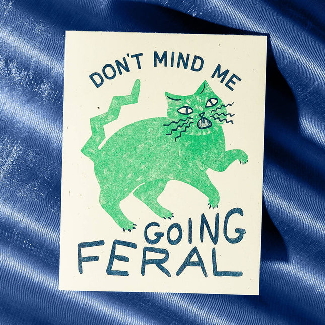 Going Feral Cat - Risograph Greeting Card