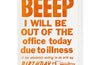 Beep I Will Be Out of the Office | Letterpress Cards | Large