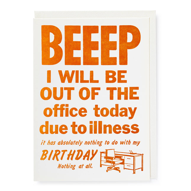 Beep I Will Be Out of the Office | Letterpress Cards | Large