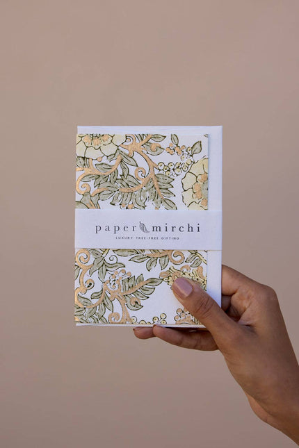 Hand Block Printed Greeting Card - GC Wild Rose Buttercream