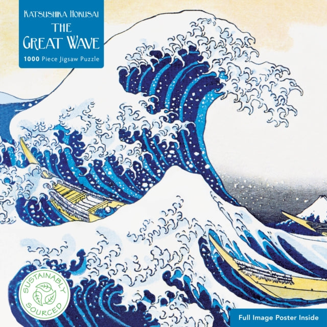 Adult Sustainable Jigsaw Puzzle Hokusai: The Great Wave: 1000-pieces. Ethical, Sustainable, Earth-friendly