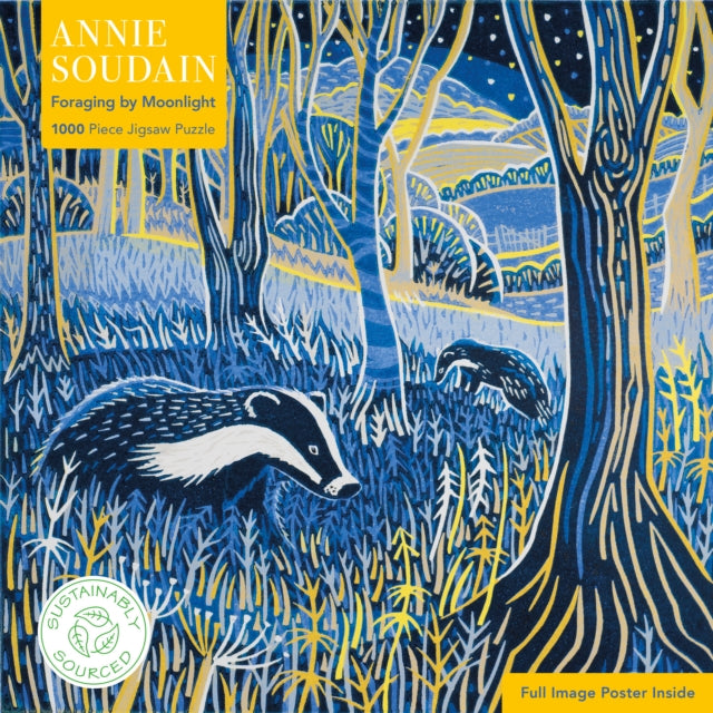 Adult Sustainable Jigsaw Puzzle Annie Soudain: Foraging by Moonlight: 1000-pieces. Ethical, Sustainable, Earth-friendly (PRE-ORDER)