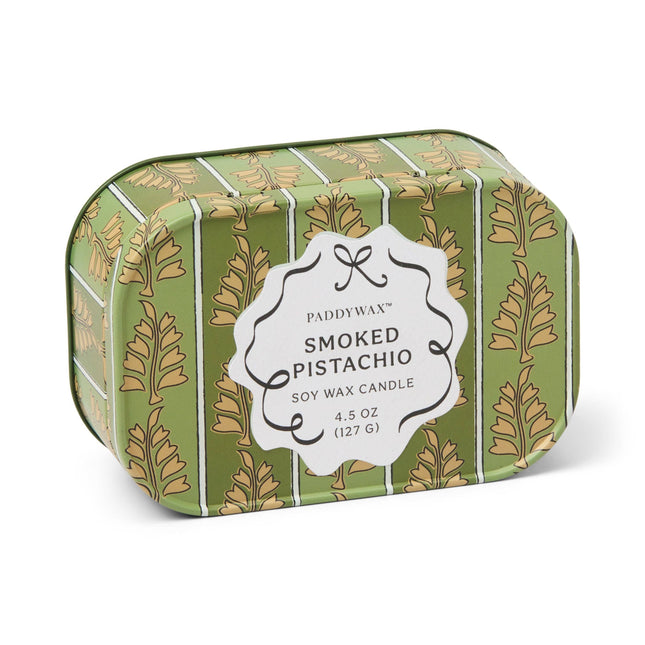 Printed Tin Candle - Green & Khaki - Smoked Pistachio