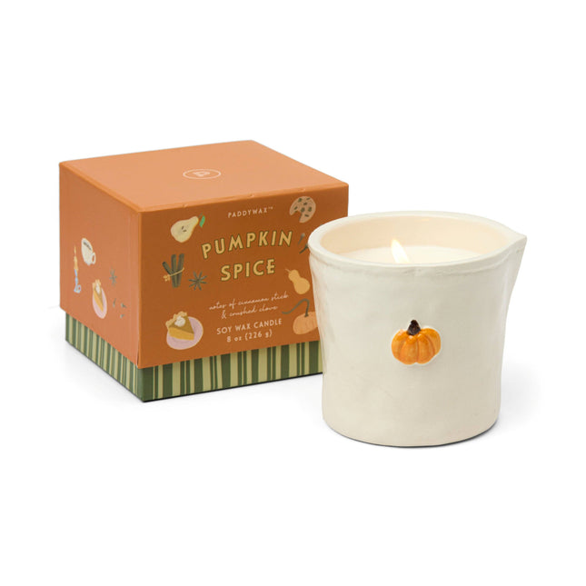 Bistro 8oz/226g Pumpkin Embossed Ceramic Candle - Pumpkin Spice