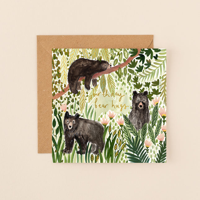 Louise Mulgrew Black Bears Bear Hugs Birthday Card