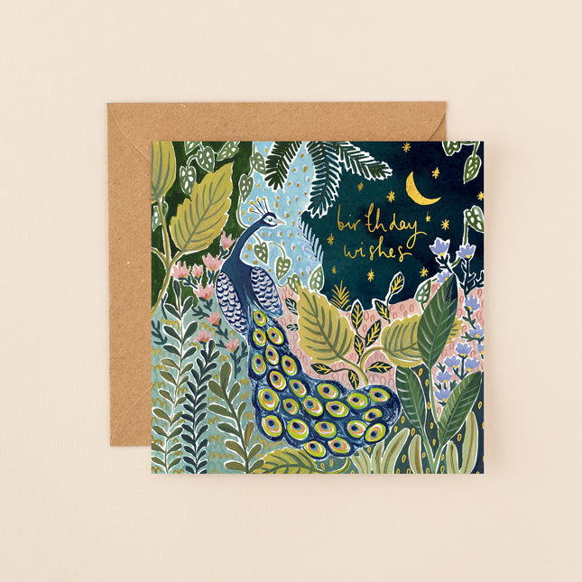Louise Mulgrew Peacock Birthday Wishes Card