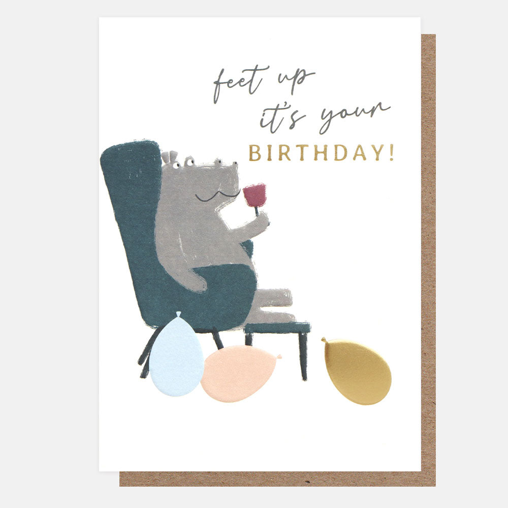 Hippo Feet Up Birthday Card Caroline Gardner