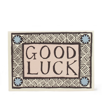 Cambridge Imprint Card Good Luck Coffee, Pink and Sky Blue