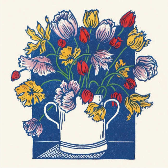 Transferware Tulips Card