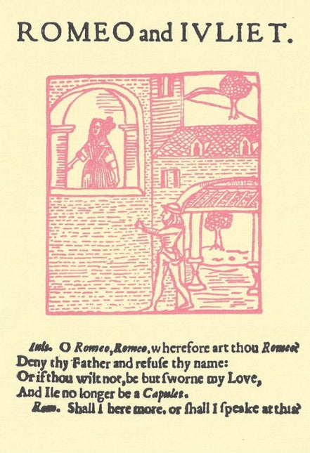 First Folio Shakespeare Postcard: Balcony Scene