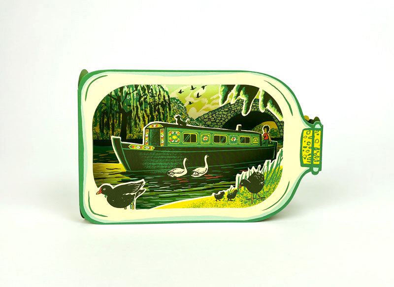 Canal Boat in a Bottle Pop Out Card
