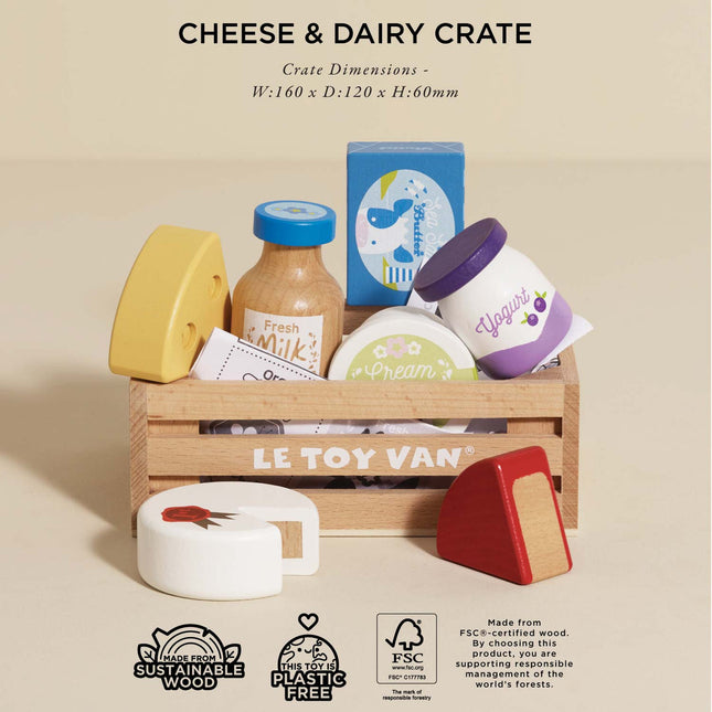 Le Toy Van Cheese & Dairy Wooden Market Crate