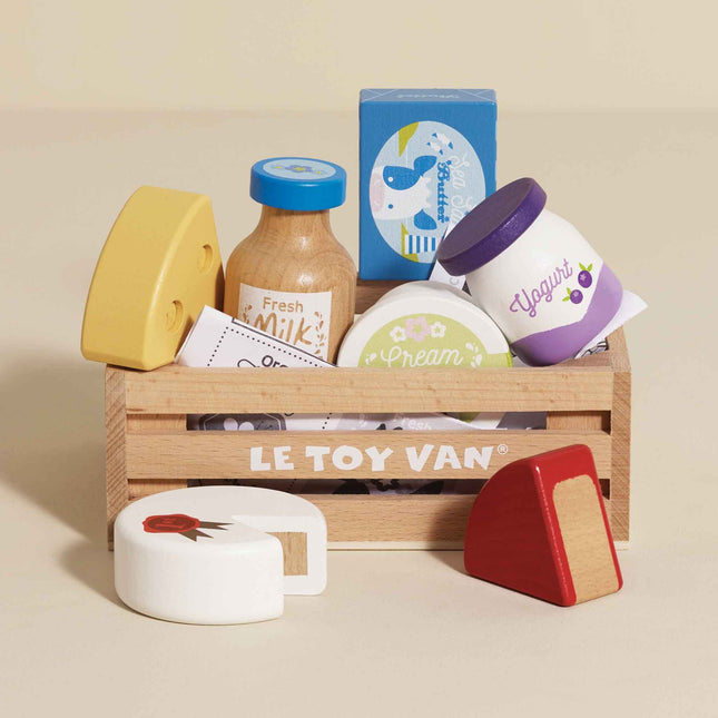Le Toy Van Cheese & Dairy Wooden Market Crate