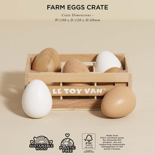 Le Toy Van Farm Eggs Wooden Market Crate