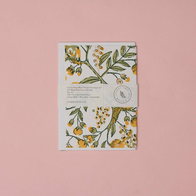 Hand Block Printed Greeting Card - GC Song Birds Sunshine