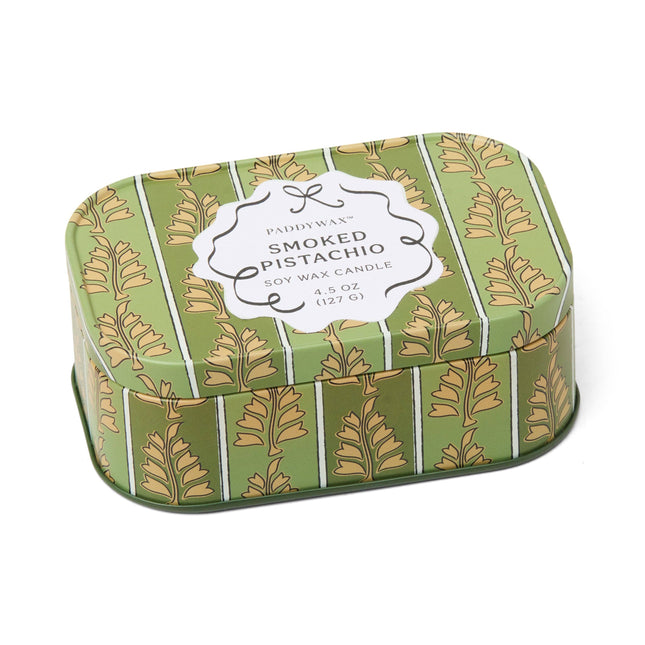 Printed Tin Candle - Green & Khaki - Smoked Pistachio