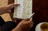 Block Printed Ruled Notebook (A5) - Floral Lattice Buttercream