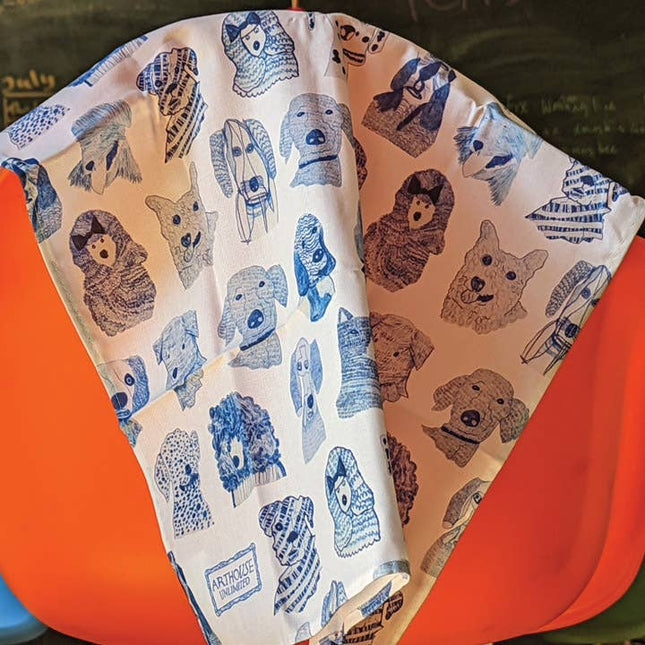 Blue Dogs, 100% Organic Cotton Tea Towel