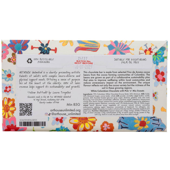 Yellow Daffodil, White Chocolate Bar with White Chocolate Assorted Pick 'n' Mix Sweets