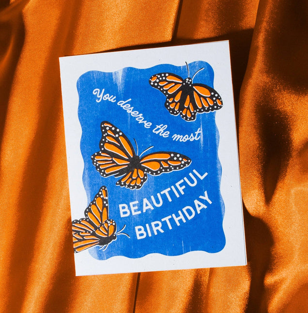 Beautiful Birthday Butterflies - Risograph Card