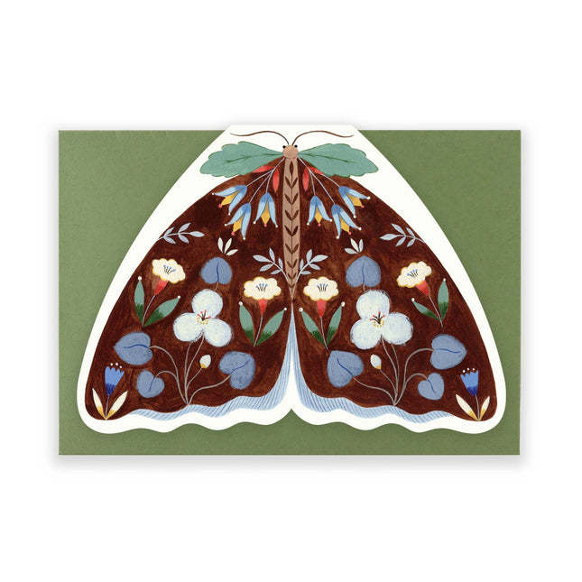 Floral Moth shaped card - Brown