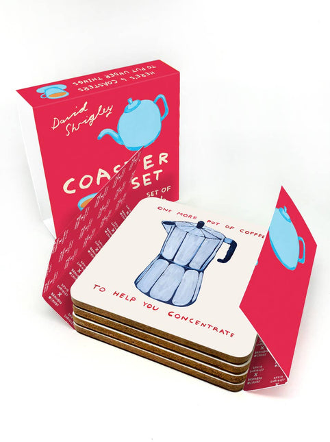 Funny Gift - Pack of 4 Coasters by David Shrigley