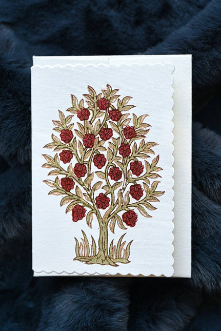 Hand Block Printed Greeting Card - GC Mogra Scarlet