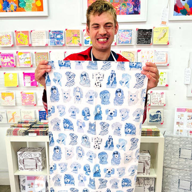 Blue Dogs, 100% Organic Cotton Tea Towel