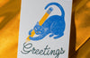 Greetings Pencil Cat - Risograph Card