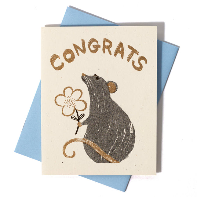 Congrats Rat - Risograph Card
