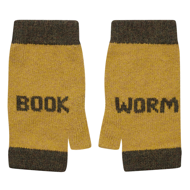Book Worm Mittens in Gorse & Kelp